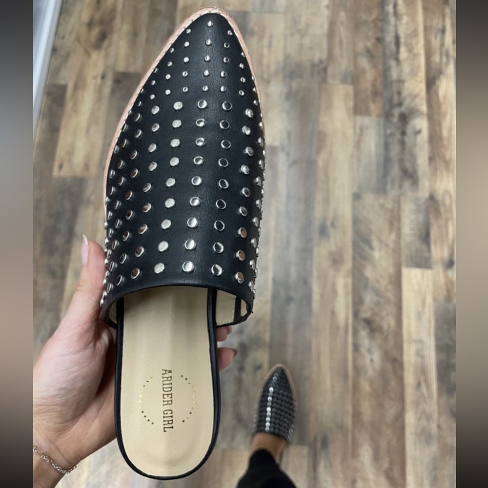 A Rider Girl brand - NWT studded black mule